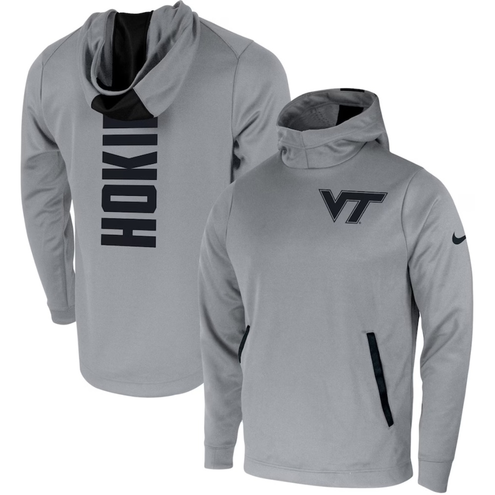Men's Nike Gray Virginia Tech Hokies Performance Pullover Hoodie Size L NWT